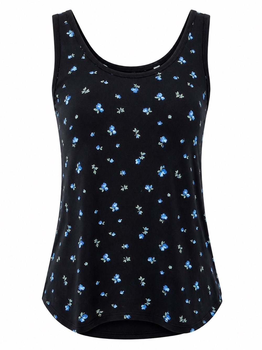 Floral Black and Blue Women's Tank Top
